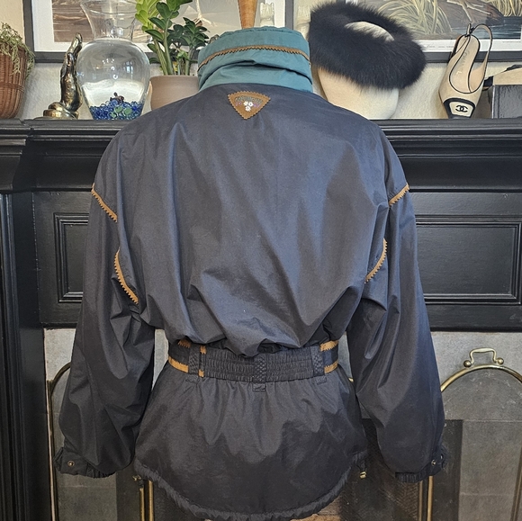 Vintage Obermeyer Geneva Embroidered Suede Trim Belted Ski Jacket 12P - Picture 9 of 14